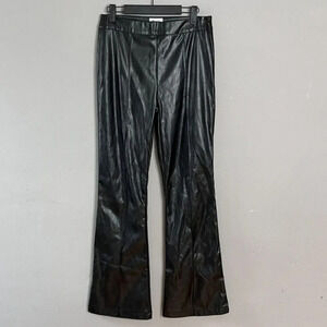 Princess Polly Faux Leather‎ High-Rise Flare Leg Pant Black Women's 6 Side Zip